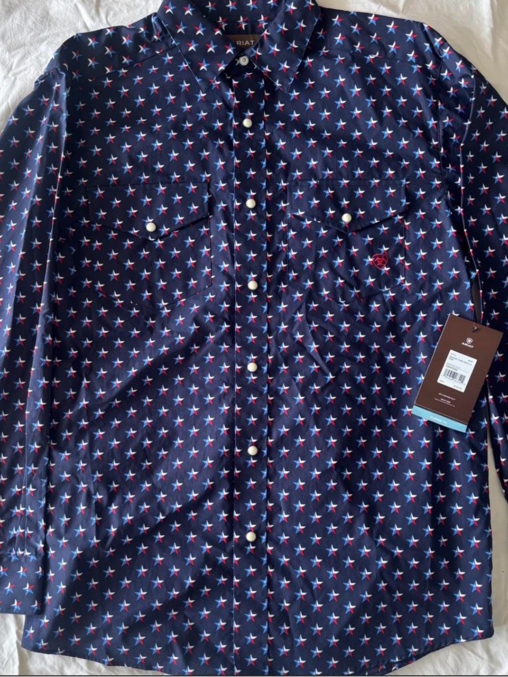 Ariat Men’s Navy Button-Front Star Print Western Shirt